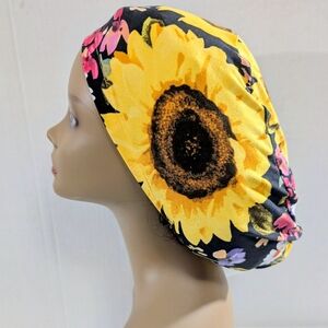 Sunflowers, Flowers, Euro Style Scrub Cap, Scrub Cap, Surgery Hat, Chemo Hat